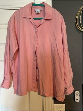 Saks Fifth Avenue 100% Silk Pink Button-Up Shirt